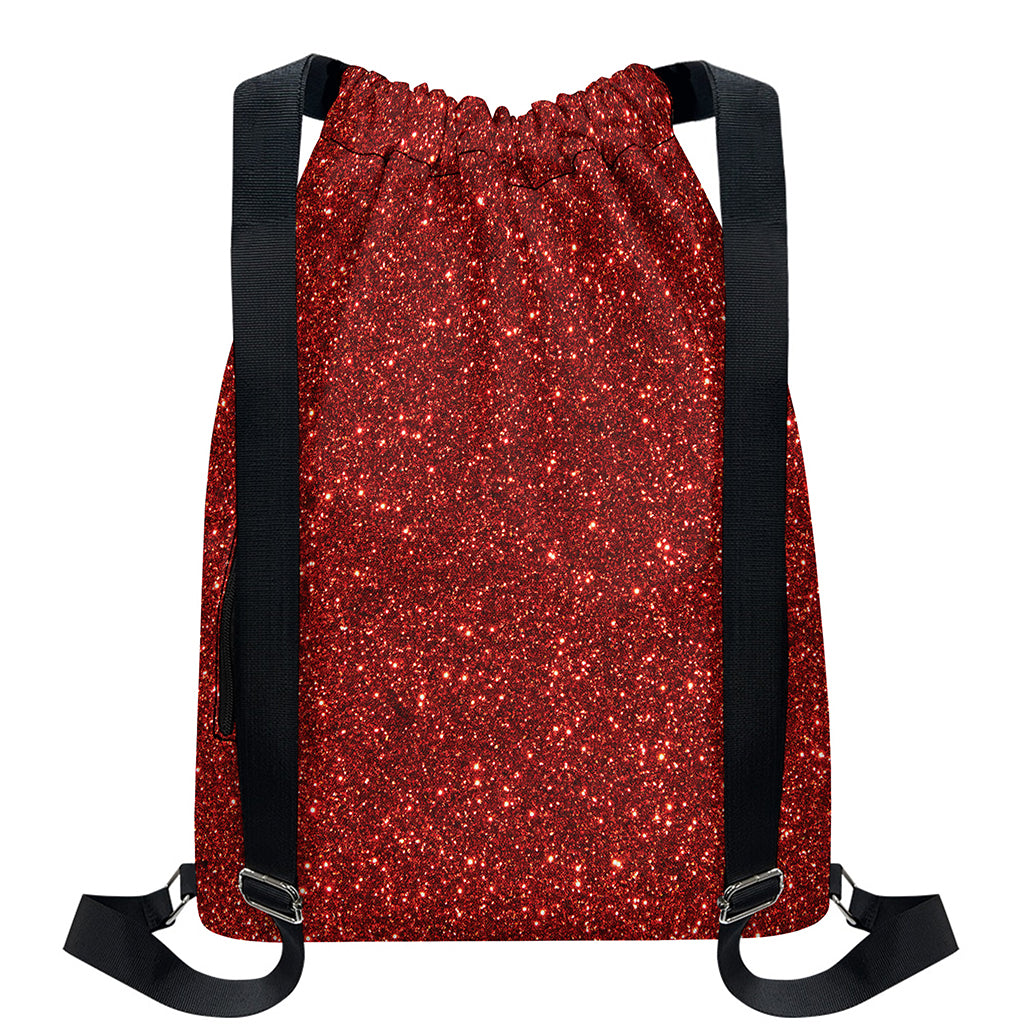 Burgundy (NOT Real) Glitter Print Drawstring Backpack