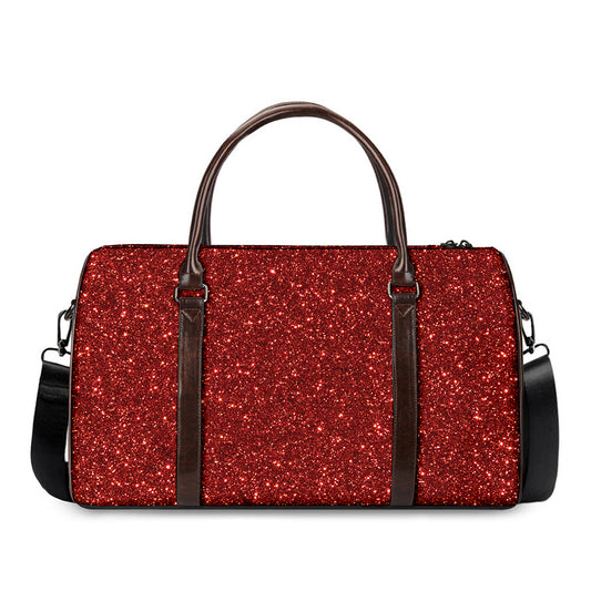 Burgundy (NOT Real) Glitter Print Duffle Bag