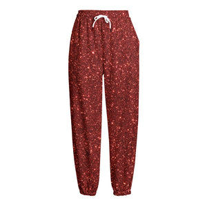 Burgundy (NOT Real) Glitter Print Fleece Lined Knit Pants