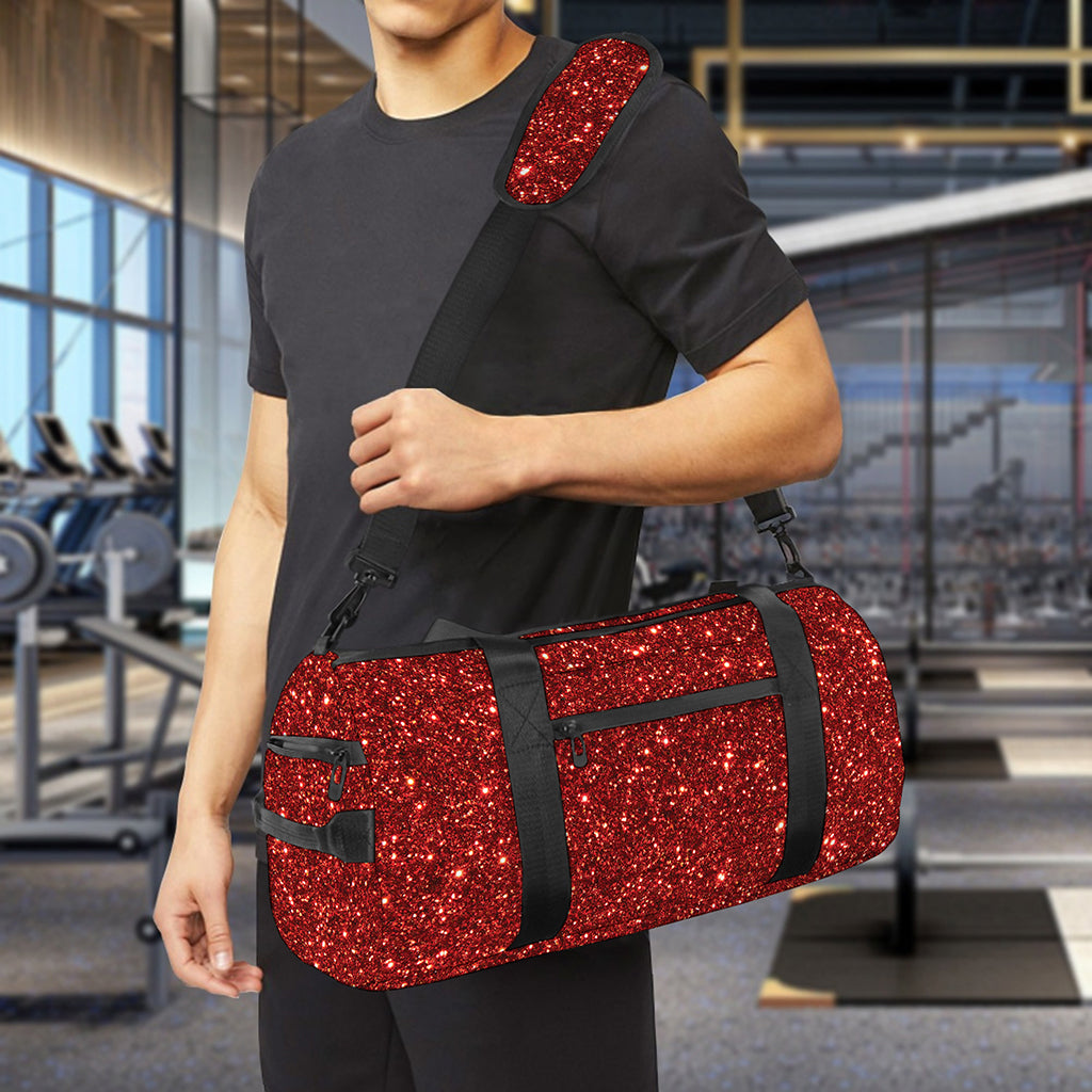Burgundy (NOT Real) Glitter Print Gym Bag