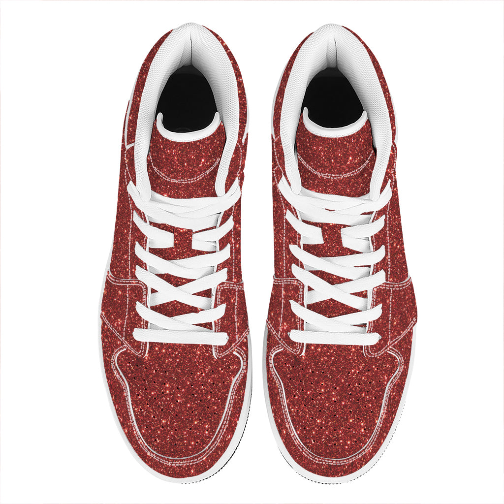 Burgundy (NOT Real) Glitter Print High Top Leather Sneakers