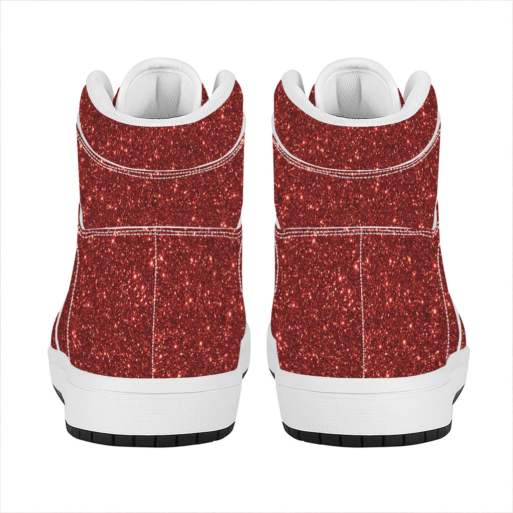 Burgundy (NOT Real) Glitter Print High Top Leather Sneakers