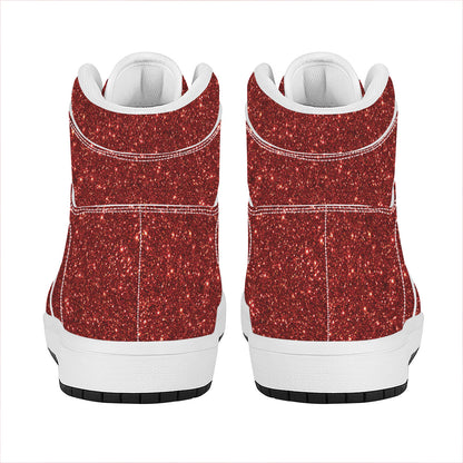 Burgundy (NOT Real) Glitter Print High Top Leather Sneakers