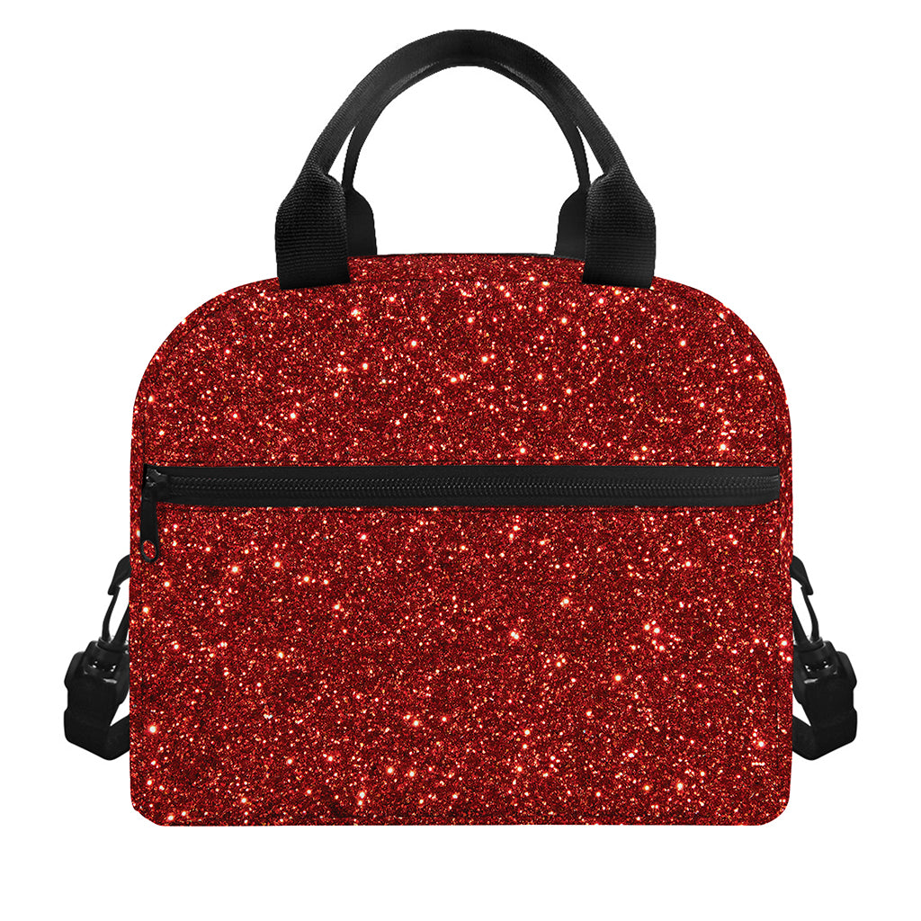 Burgundy (NOT Real) Glitter Print Insulated Lunch Bag