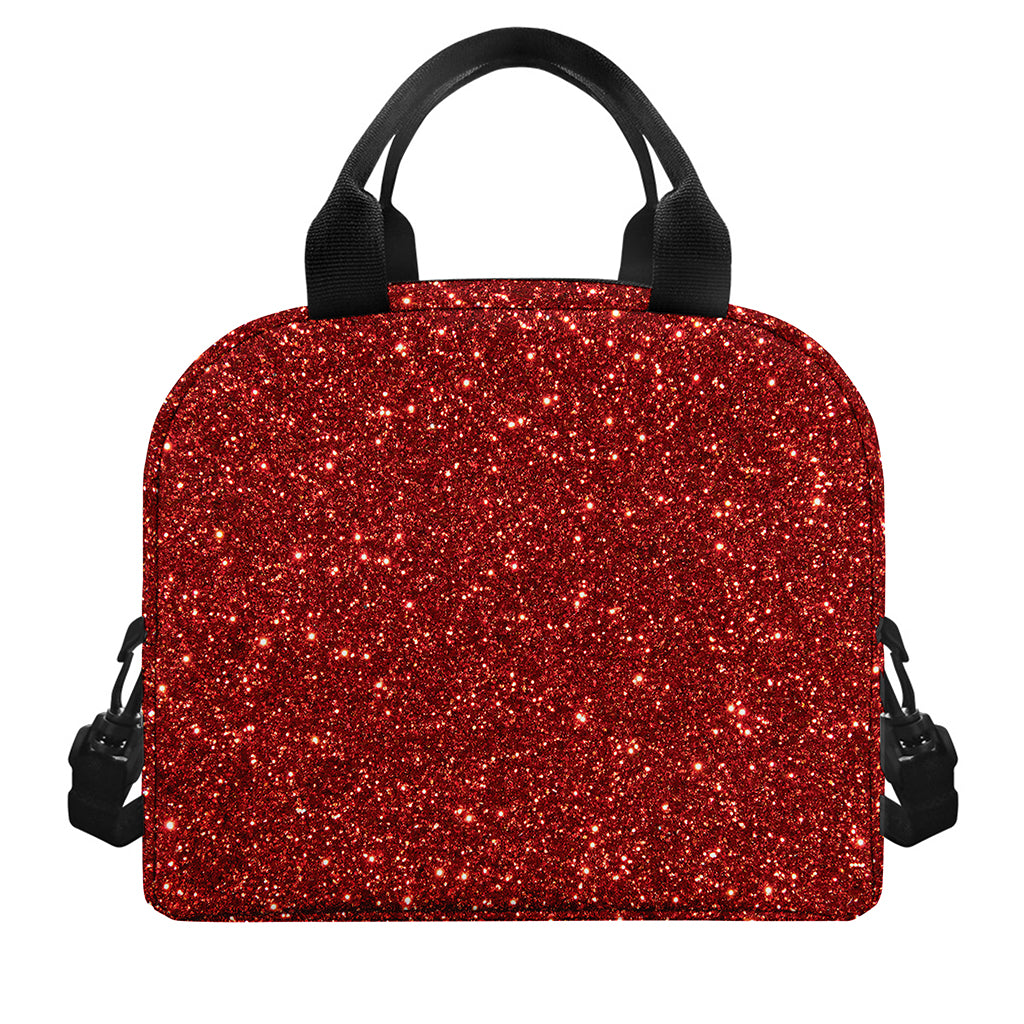 Burgundy (NOT Real) Glitter Print Insulated Lunch Bag