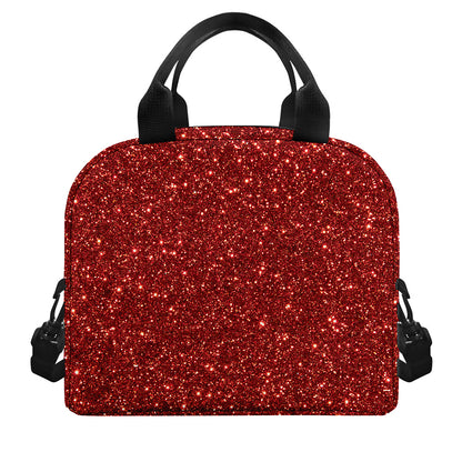 Burgundy (NOT Real) Glitter Print Insulated Lunch Bag