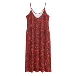 Burgundy (NOT Real) Glitter Print Jersey Midi Cami Dress