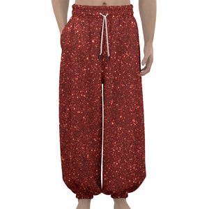 Burgundy (NOT Real) Glitter Print Lantern Pants