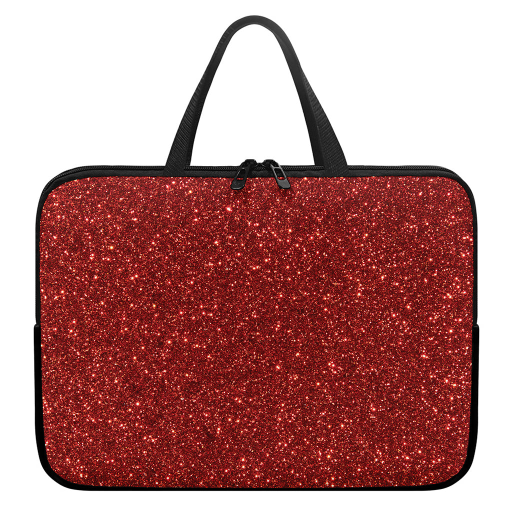 Burgundy (NOT Real) Glitter Print Laptop Sleeve With Handle