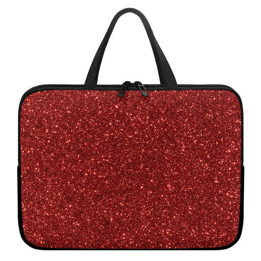 Burgundy (NOT Real) Glitter Print Laptop Sleeve With Handle