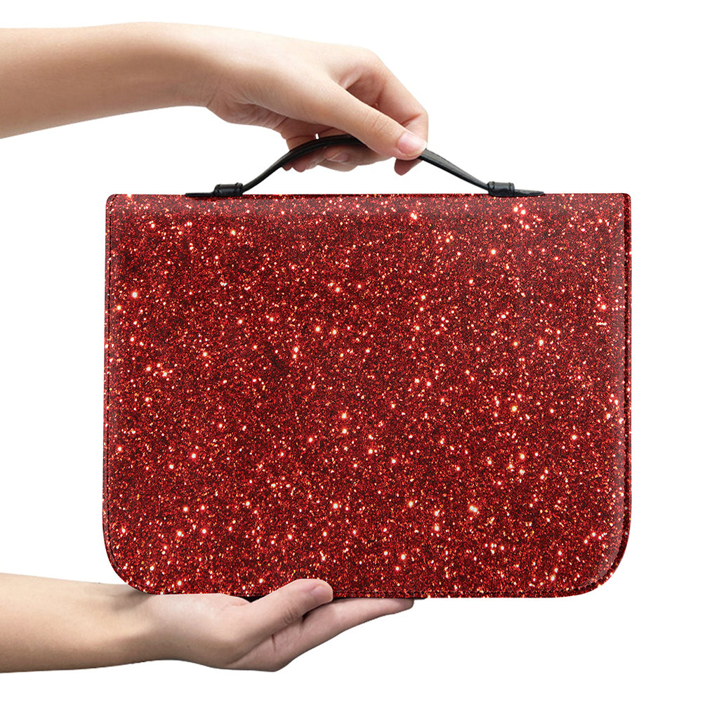 Burgundy (NOT Real) Glitter Print Leather Bible Cover