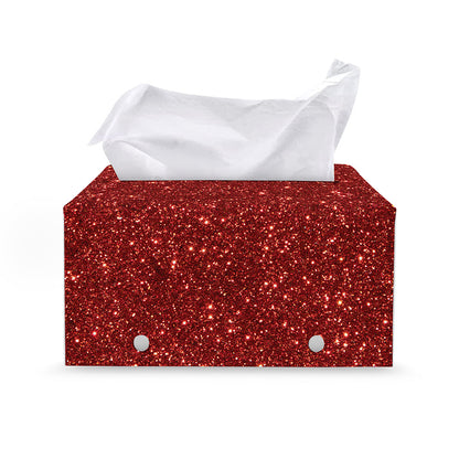 Burgundy (NOT Real) Glitter Print Leather Tissue Box Cover