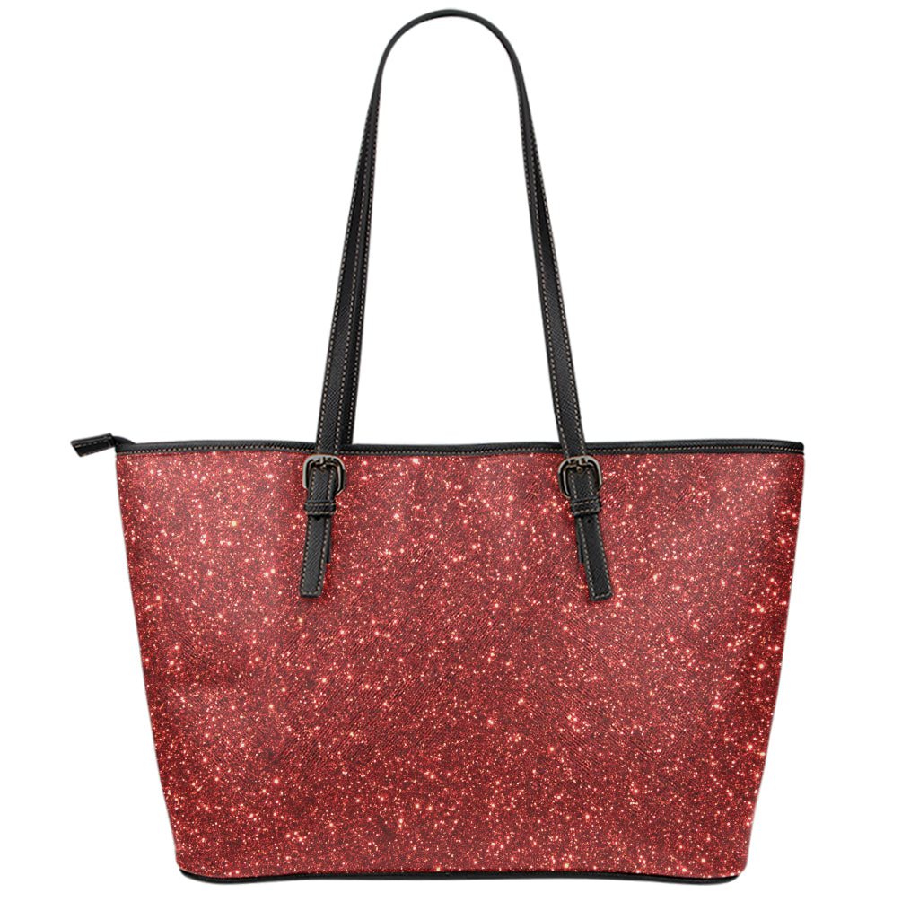 Burgundy (NOT Real) Glitter Print Leather Tote Bag