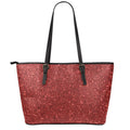 Burgundy (NOT Real) Glitter Print Leather Tote Bag With Zipper