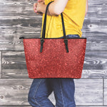 Burgundy (NOT Real) Glitter Print Leather Tote Bag