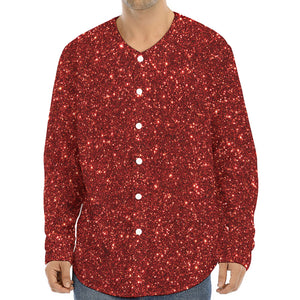 Burgundy (NOT Real) Glitter Print Long Sleeve Baseball Jersey