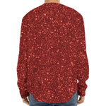 Burgundy (NOT Real) Glitter Print Long Sleeve Baseball Jersey