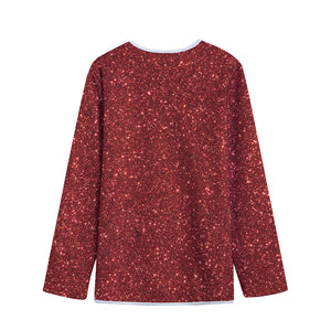 Burgundy (NOT Real) Glitter Print Long Sleeve Short Coat