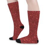 Burgundy (NOT Real) Glitter Print Long Socks