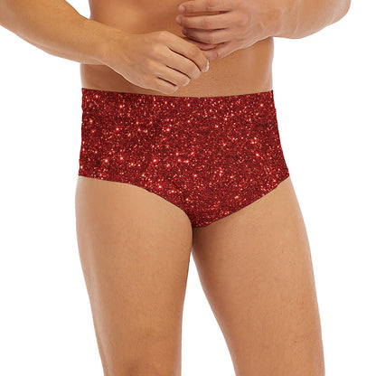 Burgundy (NOT Real) Glitter Print Men's Briefs