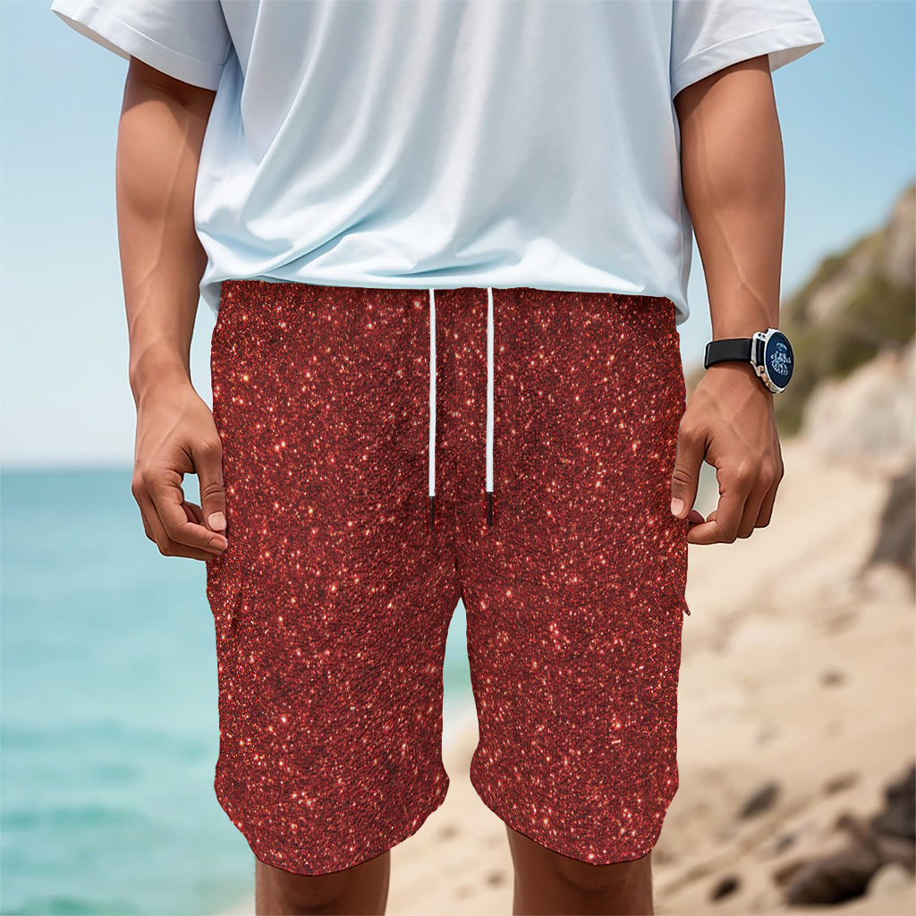 Burgundy (NOT Real) Glitter Print Men's Cargo Shorts