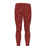 Burgundy (NOT Real) Glitter Print Men's leggings