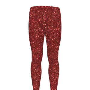 Burgundy (NOT Real) Glitter Print Men's leggings