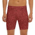 Burgundy (NOT Real) Glitter Print Men's Long Boxer Briefs