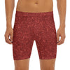 Burgundy (NOT Real) Glitter Print Men's Long Boxer Briefs