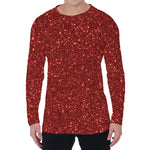 Burgundy (NOT Real) Glitter Print Men's Long Sleeve T-Shirt