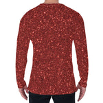 Burgundy (NOT Real) Glitter Print Men's Long Sleeve T-Shirt