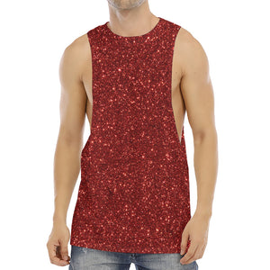 Burgundy (NOT Real) Glitter Print Men's Muscle Tank Top