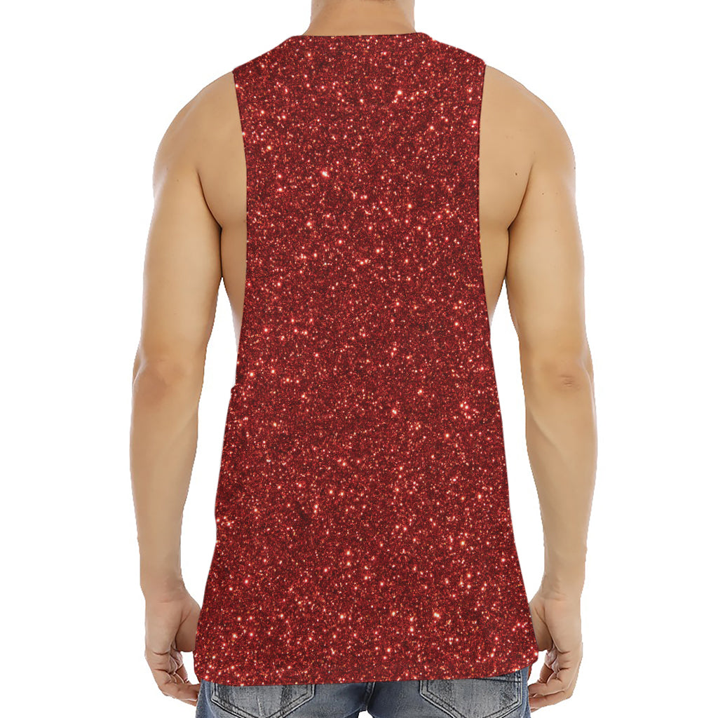 Burgundy (NOT Real) Glitter Print Men's Muscle Tank Top