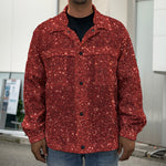 Burgundy (NOT Real) Glitter Print Men's Shirt Jacket