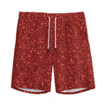 Burgundy (NOT Real) Glitter Print Men's Athletic Shorts