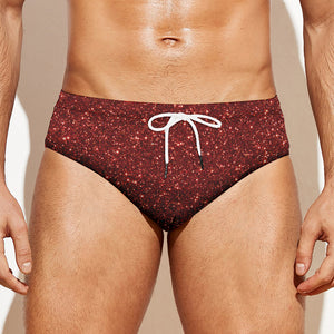 Burgundy (NOT Real) Glitter Print Men's Swim Briefs