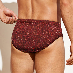 Burgundy (NOT Real) Glitter Print Men's Swim Briefs