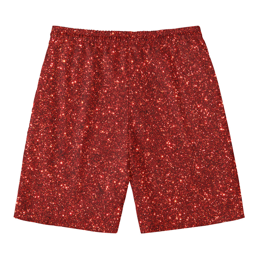 Burgundy (NOT Real) Glitter Print Men's Swim Trunks