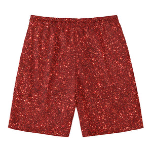 Burgundy (NOT Real) Glitter Print Men's Swim Trunks