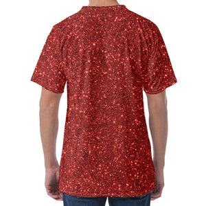 Burgundy (NOT Real) Glitter Print Men's Velvet T-Shirt