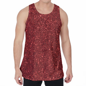 Burgundy (NOT Real) Glitter Print Men's Velvet Tank Top