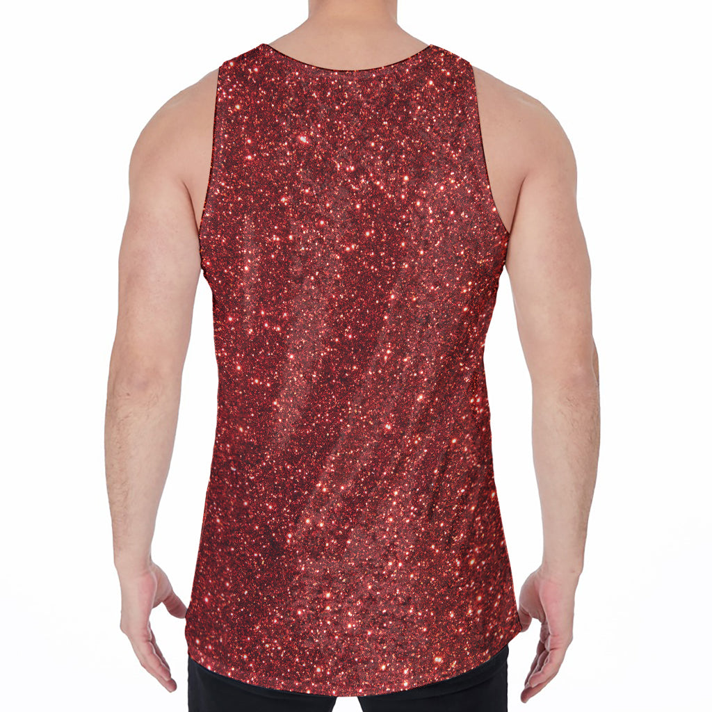 Burgundy (NOT Real) Glitter Print Men's Velvet Tank Top