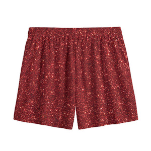 Burgundy (NOT Real) Glitter Print Mesh Shorts