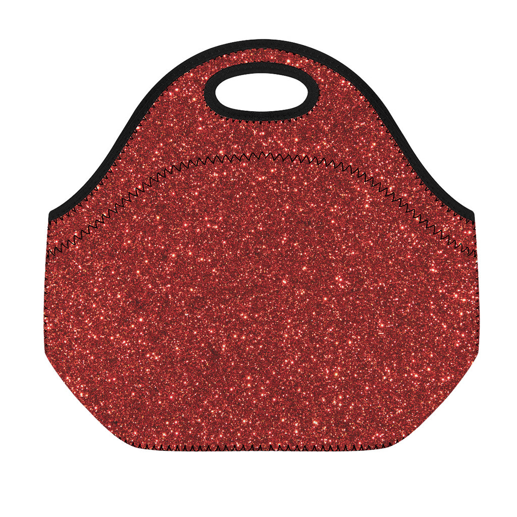 Burgundy (NOT Real) Glitter Print Neoprene Lunch Bag