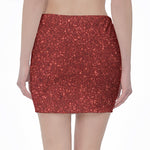 Burgundy (NOT Real) Glitter Print Pencil Mini Skirt