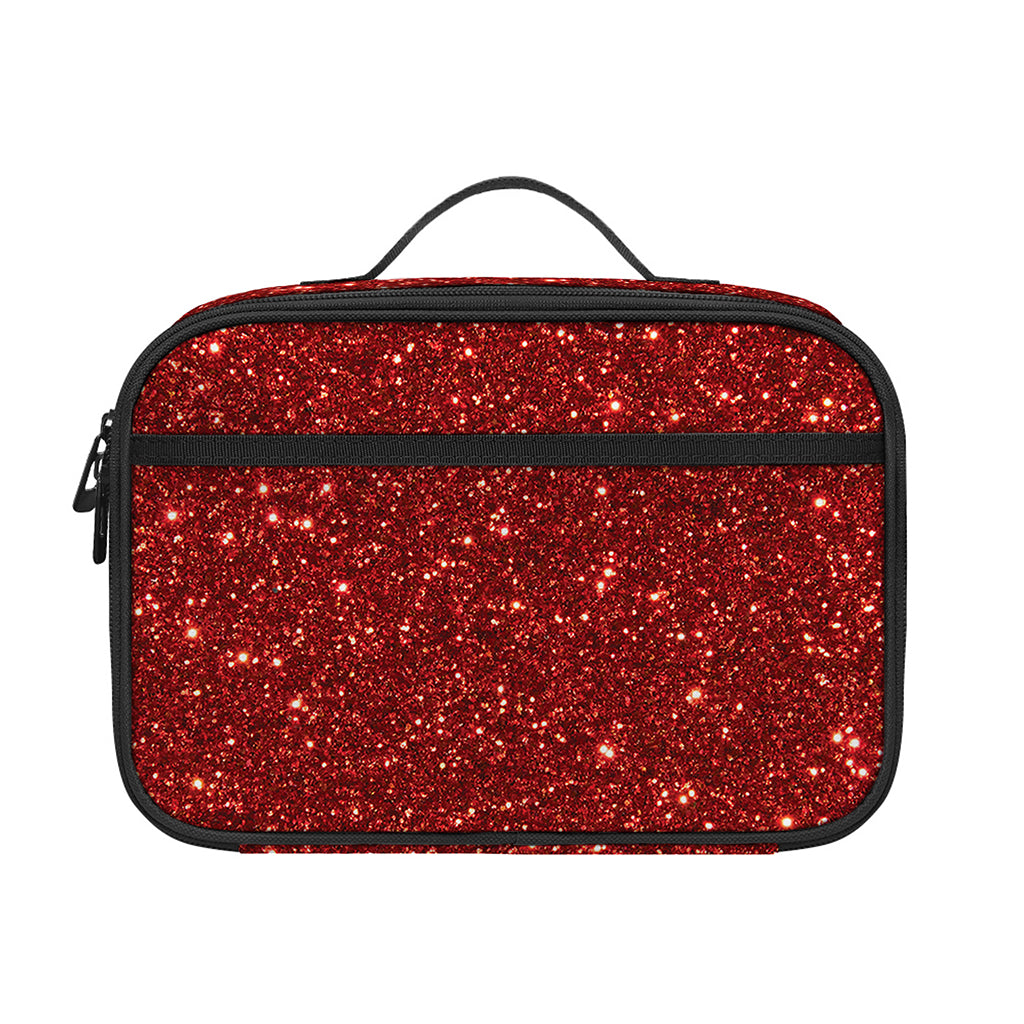 Burgundy (NOT Real) Glitter Print Portable Lunch Bag
