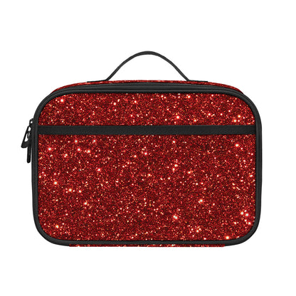 Burgundy (NOT Real) Glitter Print Portable Lunch Bag