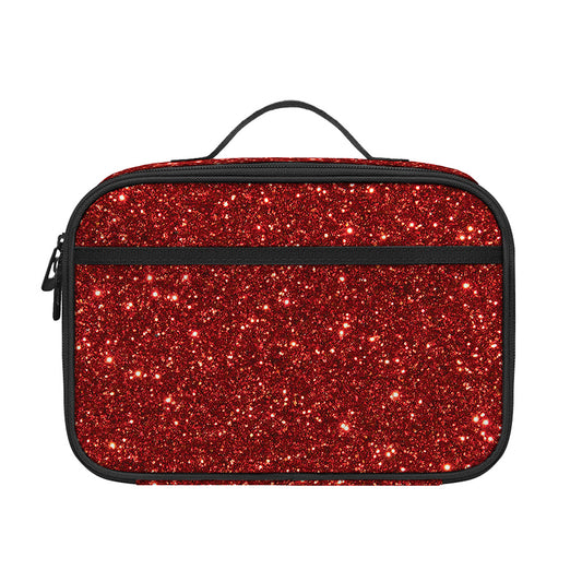 Burgundy (NOT Real) Glitter Print Portable Lunch Bag