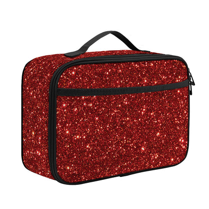 Burgundy (NOT Real) Glitter Print Portable Lunch Bag
