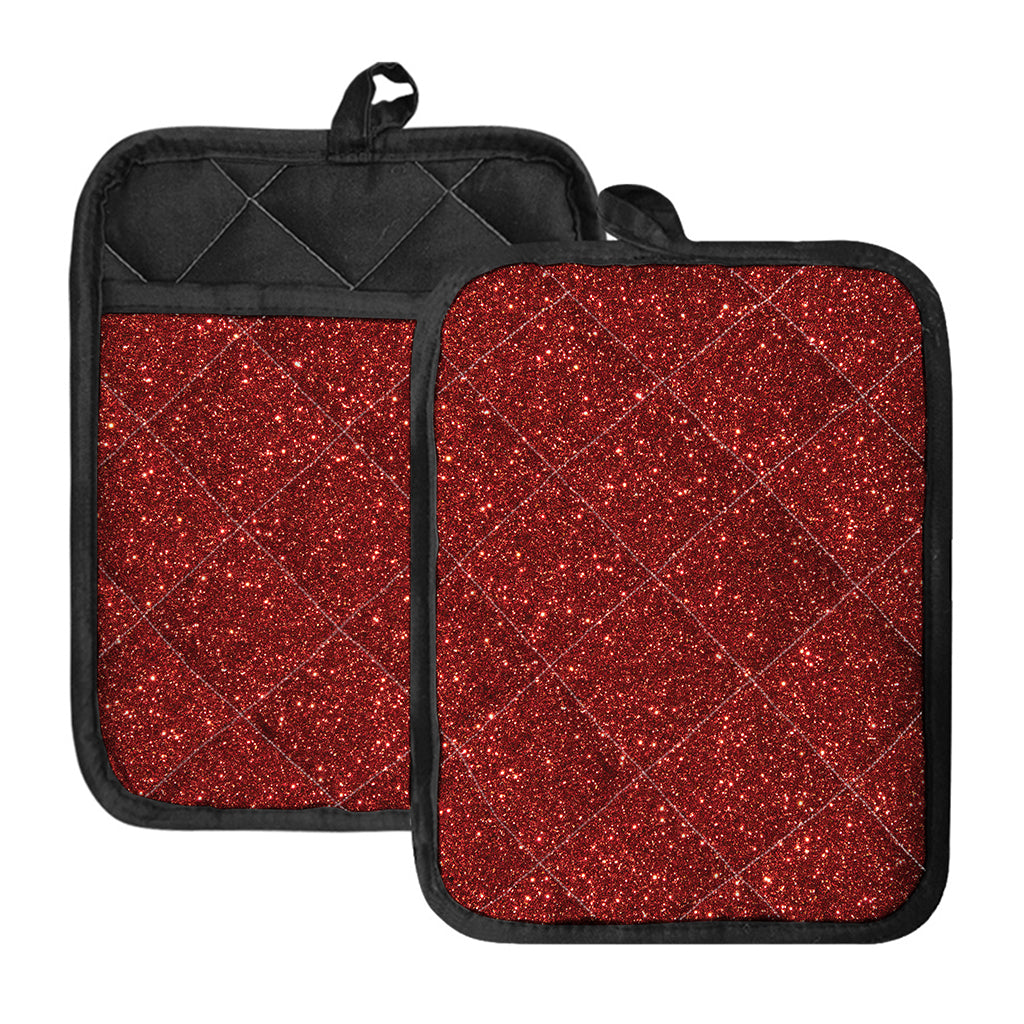 Burgundy (NOT Real) Glitter Print Pot Holders With Pocket